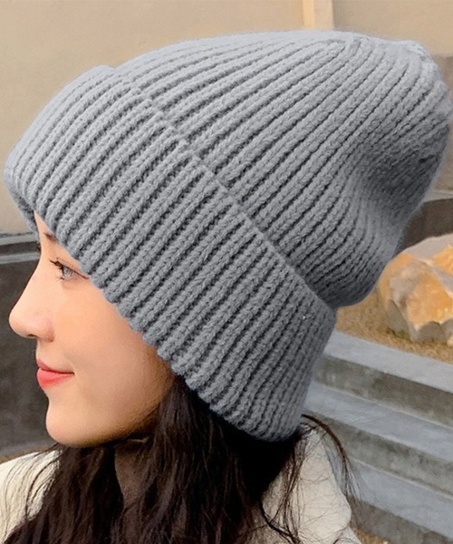 Miniministore（ミニミニストア）の「ニット帽 レディース 秋冬ニットキャップ（ニットキャップ/ビーニー・レディース・ベージュ/グレー/ピンク/イエロー/ブラック/ライトブラウン/ロイヤルブルー・FREE）」の3枚目の写真