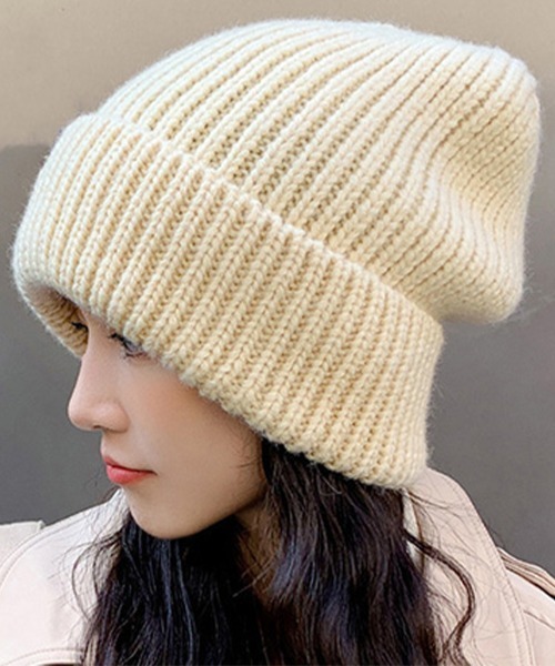 Miniministore（ミニミニストア）の「ニット帽 レディース 秋冬ニットキャップ（ニットキャップ/ビーニー・レディース・ベージュ/グレー/ピンク/イエロー/ブラック/ライトブラウン/ロイヤルブルー・FREE）」の18枚目の写真
