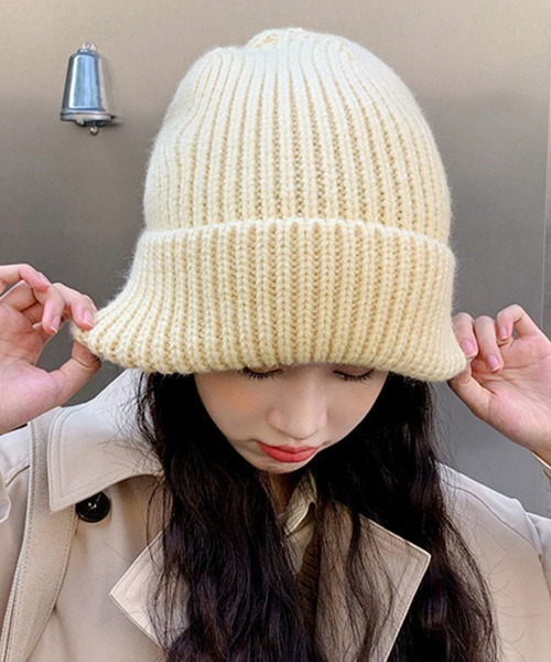 Miniministore（ミニミニストア）の「ニット帽 レディース 秋冬ニットキャップ（ニットキャップ/ビーニー・レディース・ベージュ/グレー/ピンク/イエロー/ブラック/ライトブラウン/ロイヤルブルー・FREE）」の19枚目の写真