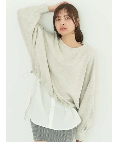 earth music&ecology(アースミュージックアンドエコロジー)の「裏毛ドロストプルオーバー(Tシャツ/カットソー・レディース・イエロー/コーラル/アイボリー/ブルー/オートミール・FREE)」の3枚目の写真