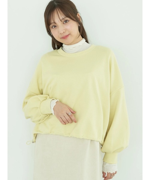 earth music&ecology(アースミュージックアンドエコロジー)の「裏毛ドロストプルオーバー(Tシャツ/カットソー・レディース・イエロー/コーラル/アイボリー/ブルー/オートミール・FREE)」の5枚目の写真