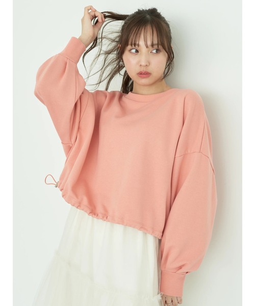 earth music&ecology(アースミュージックアンドエコロジー)の「裏毛ドロストプルオーバー(Tシャツ/カットソー・レディース・イエロー/コーラル/アイボリー/ブルー/オートミール・FREE)」の1枚目の写真