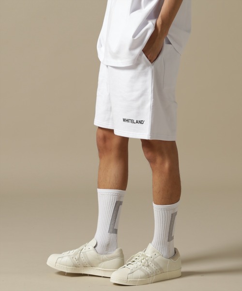 WHITELAND(ホワイトランド)の「【WEB&DEPOT限定】WHITELAND/ホワイトランド/OWL/LOGO SWT SHORTS/ロゴ スウェットショーツ(スウェットパンツ・メンズ・ブラック/ホワイト/カーキ・M/S/L)」の1枚目の写真