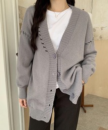 配色ステッチ オーバーサイズ カーディガン