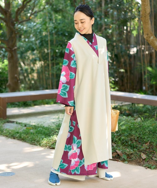 新品　倭物やカヤ　花時銘仙ワンピース　レッド 楽天市場】倭物やカヤ公式店 [花時銘仙ワンピース] 和柄 和