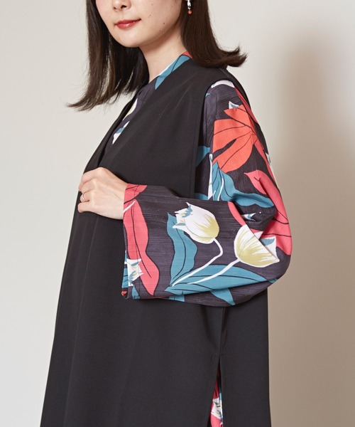 新品　倭物やカヤ　花時銘仙ワンピース　レッド 楽天市場】倭物やカヤ公式店 [花時銘仙ワンピース] 和柄 和