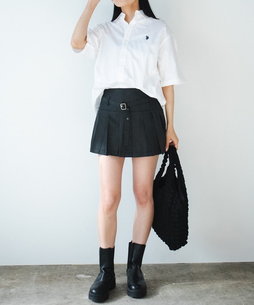 Chick（チック）の「BELT PLEATS MINI SKIRT / ベルトプリーツミニスカート（スカート・レディース・チャコールグレー/ブラック系その他/グレー系その他/ブラック/ライトグレー・M/S/XS）」の15枚目の写真