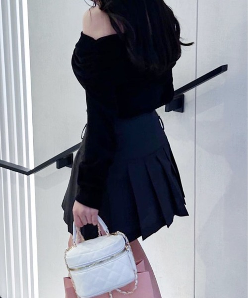 Chick（チック）の「BELT PLEATS MINI SKIRT / ベルトプリーツミニスカート（スカート・レディース・チャコールグレー/ブラック系その他/グレー系その他/ブラック/ライトグレー・M/S/XS）」の21枚目の写真