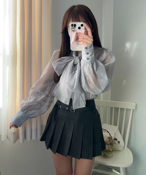 Chick（チック）の「BELT PLEATS MINI SKIRT / ベルトプリーツミニスカート（スカート・レディース・チャコールグレー/ブラック系その他/グレー系その他/ブラック/ライトグレー・M/S/XS）」の22枚目の写真