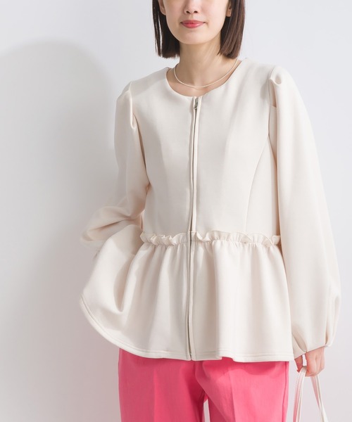 PICCIN（ピッチン）の「【WEB限定】スポンジリバーフリル切替えブルゾン（ブルゾン・レディース・オフホワイト/ブラック・M/L/S）」の5枚目の写真