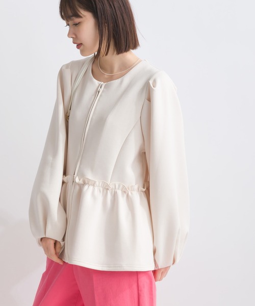 PICCIN（ピッチン）の「【WEB限定】スポンジリバーフリル切替えブルゾン（ブルゾン・レディース・オフホワイト/ブラック・M/L/S）」の6枚目の写真
