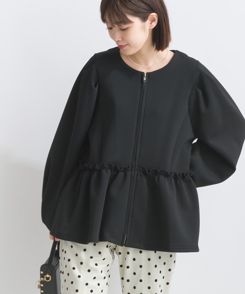 PICCIN（ピッチン）の「【WEB限定】スポンジリバーフリル切替えブルゾン（ブルゾン・レディース・オフホワイト/ブラック・M/L/S）」の12枚目の写真