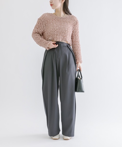 mline（エムライン）の「[mline]シャーリングプレートボレロ（シャツ/ブラウス・レディース・アイボリー/グリーン/ピンク/ブラック・FREE）」の7枚目の写真