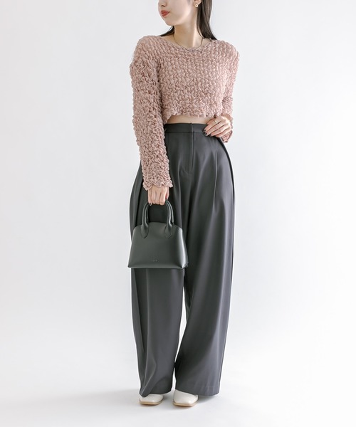 mline（エムライン）の「[mline]シャーリングプレートボレロ（シャツ/ブラウス・レディース・アイボリー/グリーン/ピンク/ブラック・FREE）」の6枚目の写真