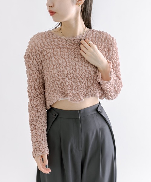 mline（エムライン）の「[mline]シャーリングプレートボレロ（シャツ/ブラウス・レディース・アイボリー/グリーン/ピンク/ブラック・FREE）」の13枚目の写真