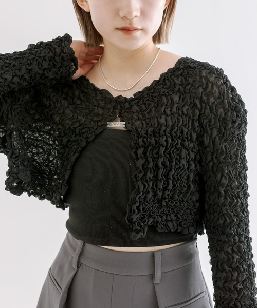 mline（エムライン）の「[mline]シャーリングプレートボレロ（シャツ/ブラウス・レディース・アイボリー/グリーン/ピンク/ブラック・FREE）」の22枚目の写真