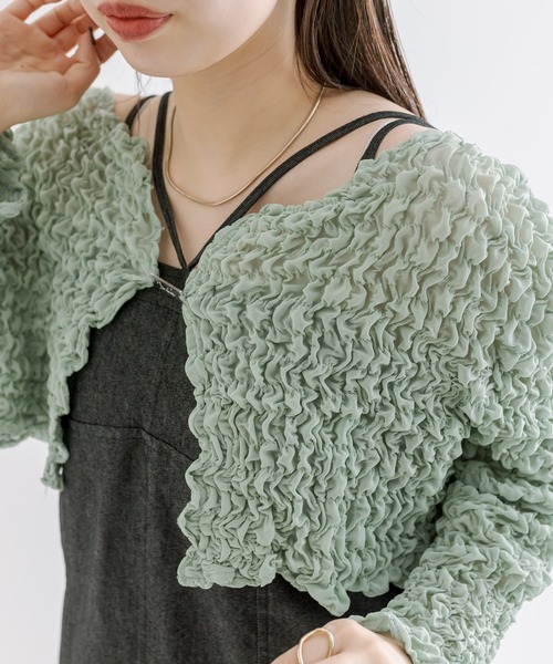 mline（エムライン）の「[mline]シャーリングプレートボレロ（シャツ/ブラウス・レディース・アイボリー/グリーン/ピンク/ブラック・FREE）」の19枚目の写真