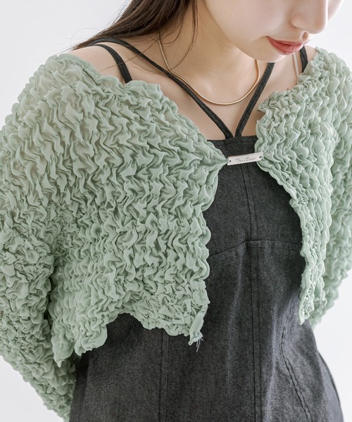 mline（エムライン）の「[mline]シャーリングプレートボレロ（シャツ/ブラウス・レディース・アイボリー/グリーン/ピンク/ブラック・FREE）」の15枚目の写真