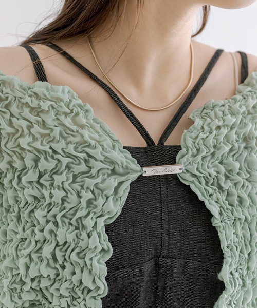 mline（エムライン）の「[mline]シャーリングプレートボレロ（シャツ/ブラウス・レディース・アイボリー/グリーン/ピンク/ブラック・FREE）」の14枚目の写真