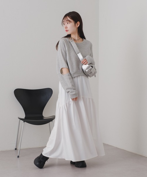 Kastane（カスタネ）の「【2024SSアイテム】カットアウト裏毛スウェット（スウェット・レディース・グレー/アイボリー・FREE）」の7枚目の写真