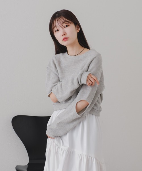 Kastane（カスタネ）の「【2024SSアイテム】カットアウト裏毛スウェット（スウェット・レディース・グレー/アイボリー・FREE）」の4枚目の写真