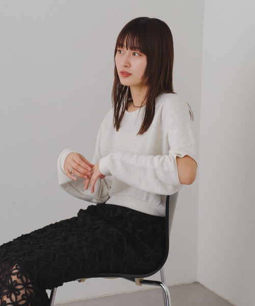 Kastane（カスタネ）の「【2024SSアイテム】カットアウト裏毛スウェット（スウェット・レディース・グレー/アイボリー・FREE）」の12枚目の写真