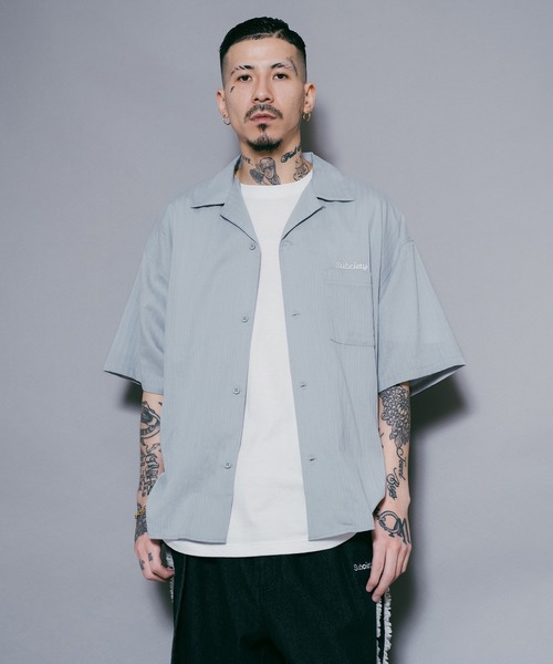 セール】OPEN COLLAR STRIPE SHIRT（シャツ/ブラウス