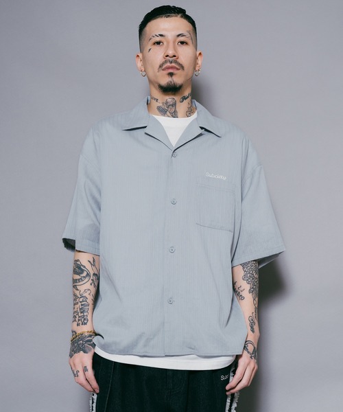 セール】OPEN COLLAR STRIPE SHIRT（シャツ/ブラウス