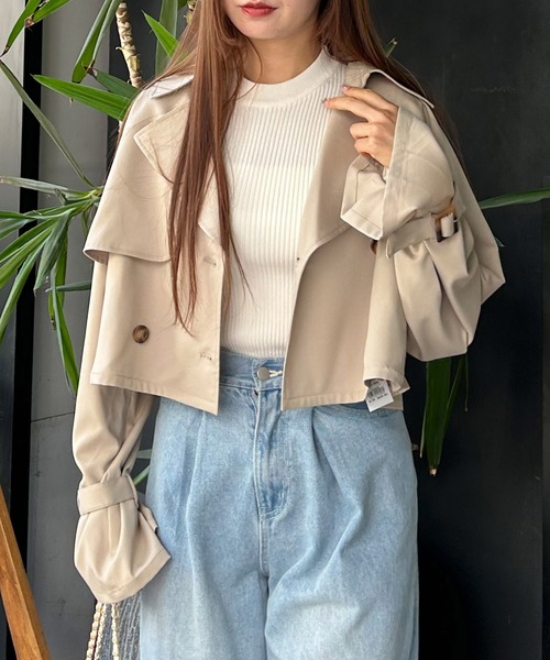 送料込 シンディベンディ ☆ 新品 レーストレンチ アイボリー ギャバベンタイル トレンチコート / J.PRESS LADIES S