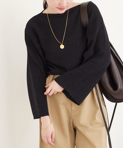 plage(プラージュ)の「テープヤーン ヨコアミボートネックニット(ニット/セーター・レディース・ブラック/ホワイト/ベージュ/ピンク・FREE)」の18枚目の写真