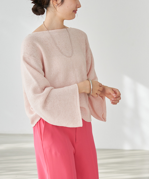 plage(プラージュ)の「テープヤーン ヨコアミボートネックニット(ニット/セーター・レディース・ブラック/ホワイト/ベージュ/ピンク・FREE)」の12枚目の写真