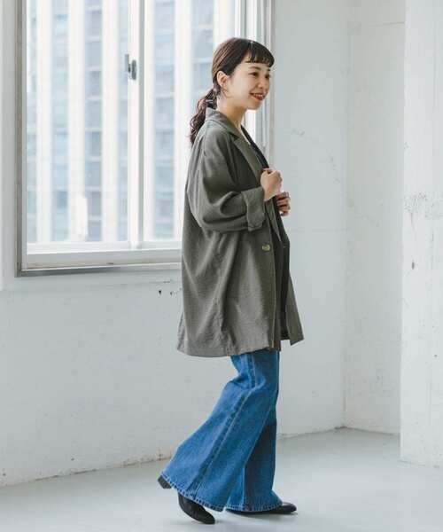 ITEMS URBANRESEARCH(アイテムズ アーバンリサーチ)の「リネンライクジャケット(テーラードジャケット・レディース・カーキ/ブラック・FREE)」の11枚目の写真