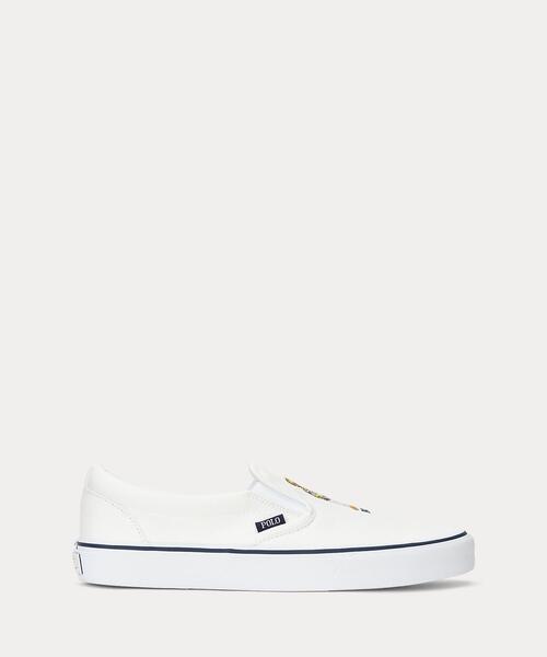 POLO RALPH LAUREN(ポロ ラルフ ローレン)の「Keaton Polo ベア スリップオン スニーカー(スリッポン・メンズ・ナチュラル・9.5D/9D/8.5D/8D/7.5D/7D/6D/5D/4D/10.5D/10D)」の1枚目の写真