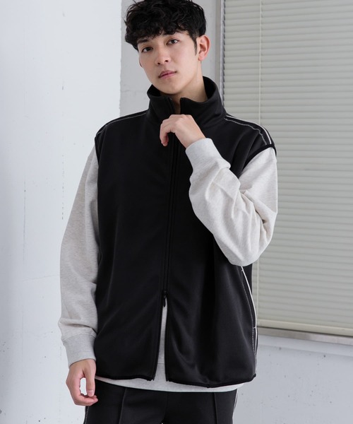 SENSE OF PLACE by URBAN RESEARCH(センスオブプレイスバイアーバンリサーチ)の「トラックジャージラインベスト(ベスト・メンズ・ブラック/ブラウン・MEDIUM/LARGE)」の5枚目の写真