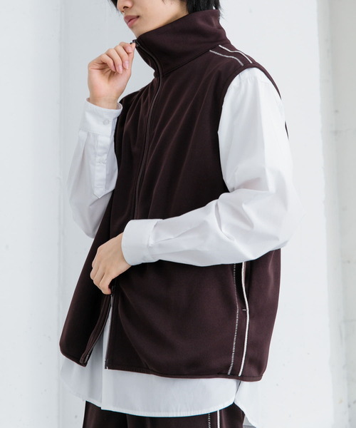 SENSE OF PLACE by URBAN RESEARCH(センスオブプレイスバイアーバンリサーチ)の「トラックジャージラインベスト(ベスト・メンズ・ブラック/ブラウン・MEDIUM/LARGE)」の13枚目の写真