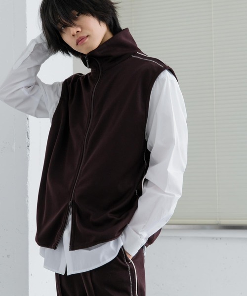 SENSE OF PLACE by URBAN RESEARCH(センスオブプレイスバイアーバンリサーチ)の「トラックジャージラインベスト(ベスト・メンズ・ブラック/ブラウン・MEDIUM/LARGE)」の14枚目の写真