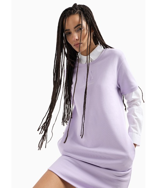 ARMANI EXCHANGE(アルマーニエクスチェンジ)の「【A|X アルマーニ エクスチェンジ】ICON 半袖スウェットワンピース(ワンピース・レディース・ブラック/ラベンダー・X-SMALL/SMALL/MEDIUM/LARGE)」の5枚目の写真