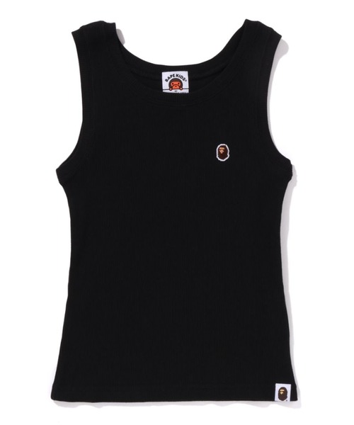 A BATHING APE（アベイシングエイプ）の「APE HEAD ONE POINT RIB TANK TOP（タンクトップ・キッズ・ブラック/オリーブ/ホワイト・110/140/130/100/120/90）」の2枚目の写真