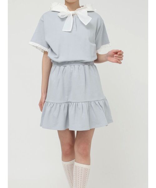 merry jenny（メリージェニー）の「リボンフードミニワンピース（ワンピース・レディース・ラベンダー/ブルー/オフホワイト・FREE）」の2枚目の写真