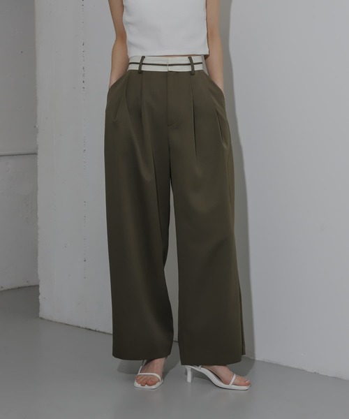 SENSE OF PLACE by URBAN RESEARCH（センスオブプレイスバイアーバンリサーチ）の「マーベルトデザインワイドパンツ（その他パンツ・レディース・ブラック/カーキ/ベージュ・SMALL/MEDIUM）」の3枚目の写真