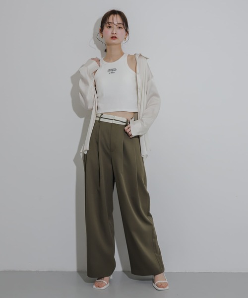 SENSE OF PLACE by URBAN RESEARCH（センスオブプレイスバイアーバンリサーチ）の「マーベルトデザインワイドパンツ（その他パンツ・レディース・ブラック/カーキ/ベージュ・SMALL/MEDIUM）」の7枚目の写真