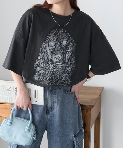 BONLECILL(ボンルシール)の「DOGプリントTEE(Tシャツ/カットソー・レディース・ブラック/オフホワイト/オートミール・FREE)」の20枚目の写真