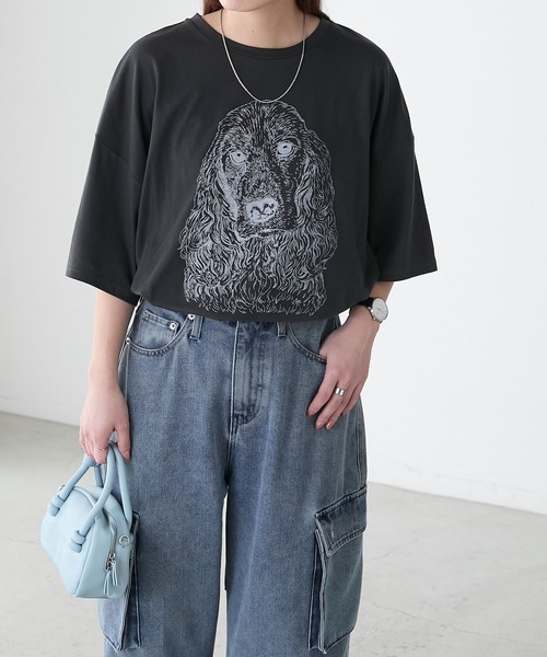 BONLECILL(ボンルシール)の「DOGプリントTEE(Tシャツ/カットソー・レディース・ブラック/オフホワイト/オートミール・FREE)」の21枚目の写真