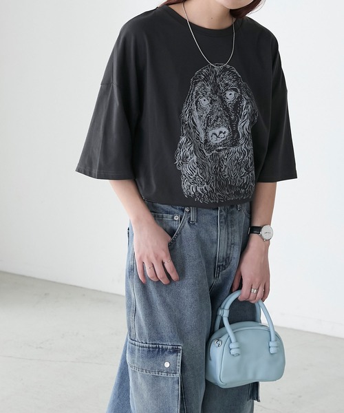 BONLECILL(ボンルシール)の「DOGプリントTEE(Tシャツ/カットソー・レディース・ブラック/オフホワイト/オートミール・FREE)」の22枚目の写真