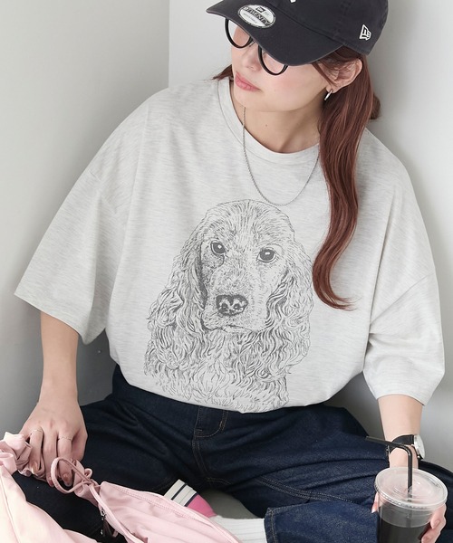 BONLECILL(ボンルシール)の「DOGプリントTEE(Tシャツ/カットソー・レディース・ブラック/オフホワイト/オートミール・FREE)」の10枚目の写真