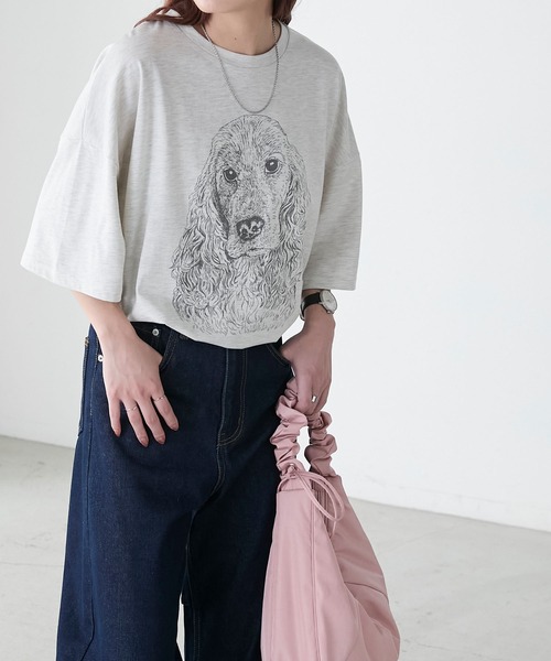 BONLECILL(ボンルシール)の「DOGプリントTEE(Tシャツ/カットソー・レディース・ブラック/オフホワイト/オートミール・FREE)」の13枚目の写真