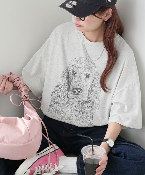 BONLECILL(ボンルシール)の「DOGプリントTEE(Tシャツ/カットソー・レディース・ブラック/オフホワイト/オートミール・FREE)」の17枚目の写真