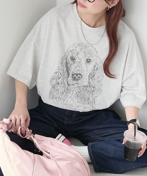 BONLECILL(ボンルシール)の「DOGプリントTEE(Tシャツ/カットソー・レディース・ブラック/オフホワイト/オートミール・FREE)」の18枚目の写真