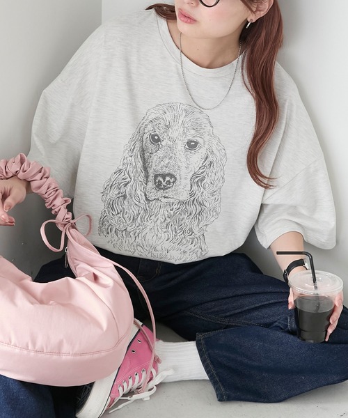 BONLECILL(ボンルシール)の「DOGプリントTEE(Tシャツ/カットソー・レディース・ブラック/オフホワイト/オートミール・FREE)」の19枚目の写真