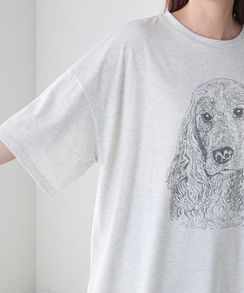 BONLECILL(ボンルシール)の「DOGプリントTEE(Tシャツ/カットソー・レディース・ブラック/オフホワイト/オートミール・FREE)」の5枚目の写真